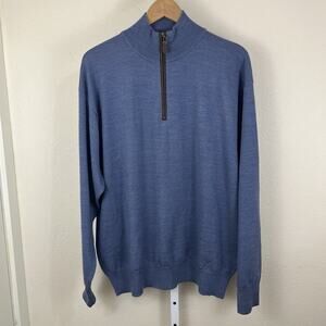 Orvis Merino Wool Quarter-Zip Pullover Sweater Men’s XL Blue 9G6T